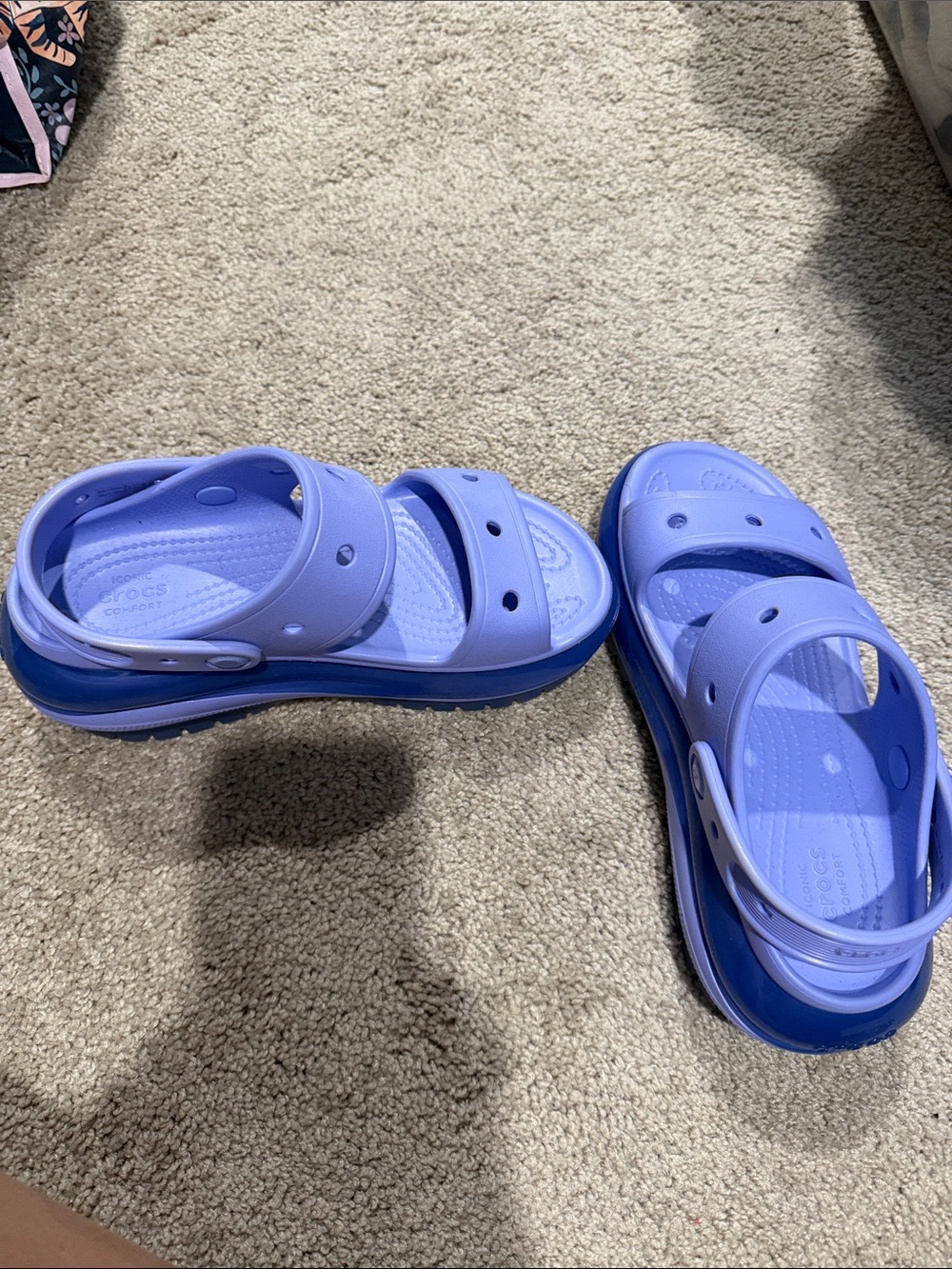 CROCS Lavender and Royal Blue Platform Sandal